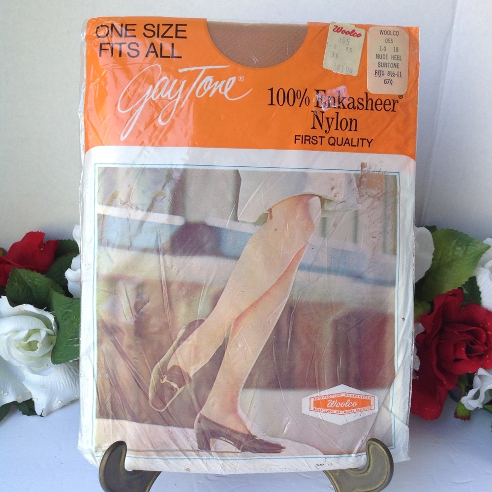 Gaytone 1 pair VTG Nylon Thigh High Hosiery Stocking Suntone NWT